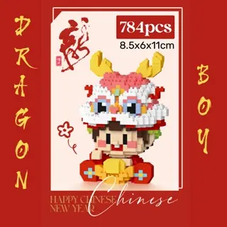 GOO MOON mainan balok nano block CLC Dragon Boy - Lion girl 2024 Koleksi Imlek Puzzle Block Brick Edisi Tahun Naga 4