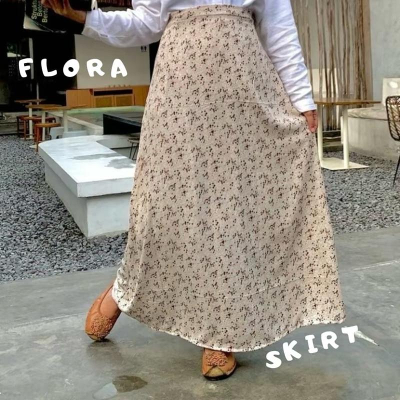Floral Skirt | Rok motif bunga| Korean skirt | Rok A line | pattern midi skirt | Korean Style | Rok wanita Panjang Casual Bawahan 8