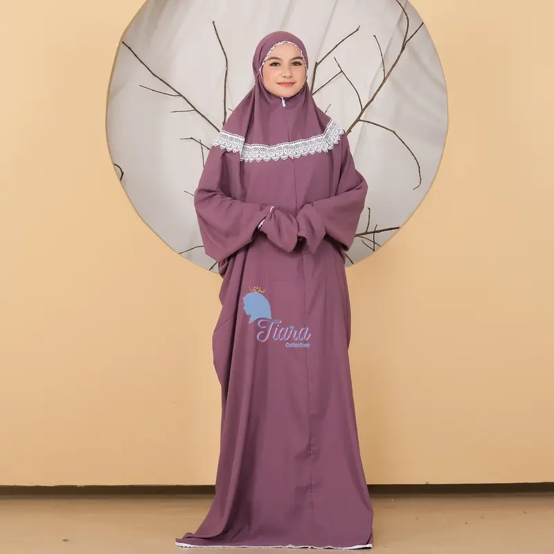 Mukena Terusan Lajuran Dewasa Katun Renda Muslim 3