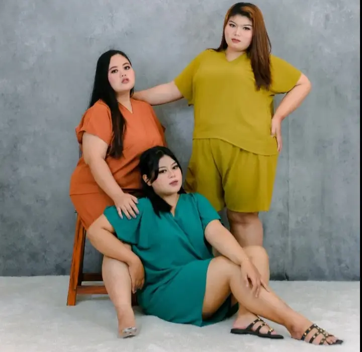 Setelan Baju Wanita Oversize Oneck One set vneck 100 dapat 3 pcs 3