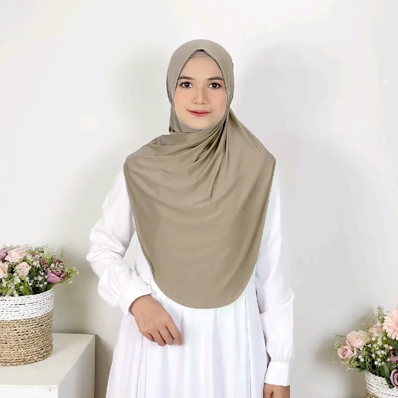 Hijab Instant Shireen Bergo Soft Pad  Oval Jersey Size L 1