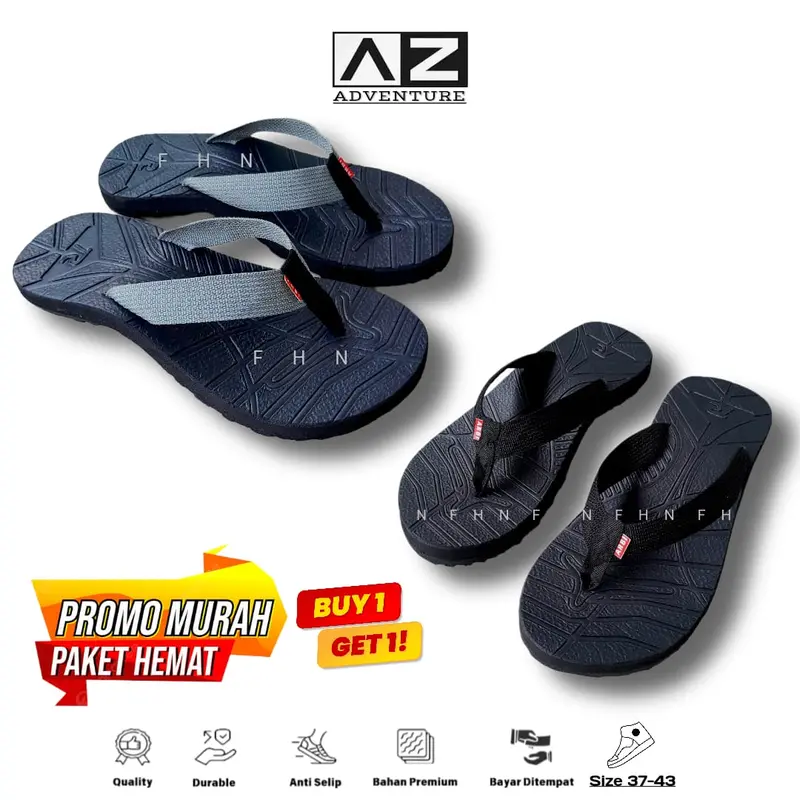 [ PAKET HEMAT ] Sandal Gunung Jepit Outdoor Dewasa Insole Eva-Pressed Side Guard Protector Non-Marking Rubber Outsole - Gratis 1 Sendal Pria Wanita sandal  buy 3