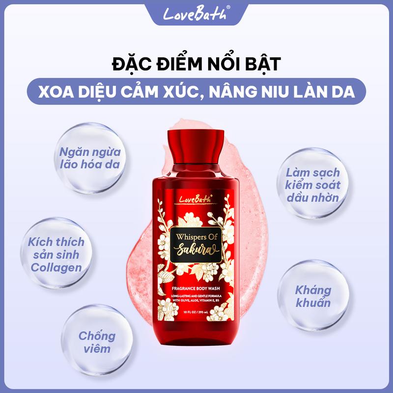   CHAI LẺ  Sữa Tắm Hương Nước Hoa Pháp Whispers of Sakura 295ml Chiết xuất từ dầu Olive | Lovebath Việt Nam 