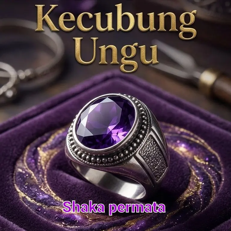 Cincin batu kecubung ungu cating ring tanam alpaka