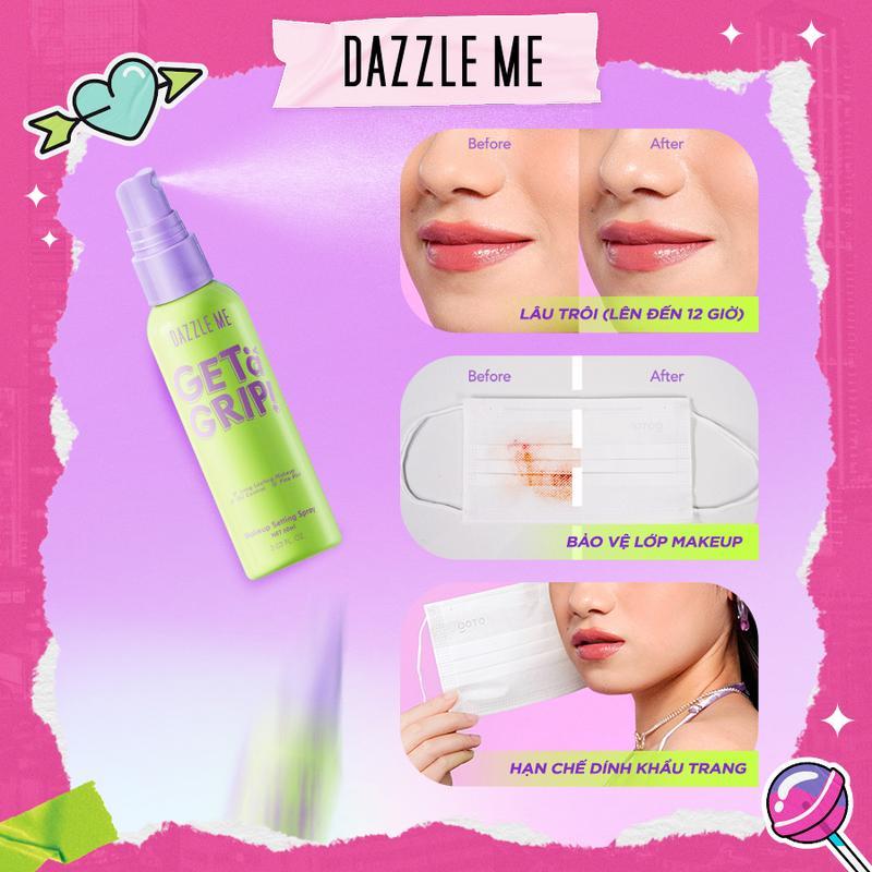 Xịt Khóa Makeup DAZZLE ME Xịt Cố Định Lớp Trang Điểm Lâu Trôi Và Kiểm Soát Dầu Dưỡng Ẩm Trên Da Makeup Setting Spray Dewy Matte 60ml Cosmetic Nữ Women Mỹ Phẩm 6