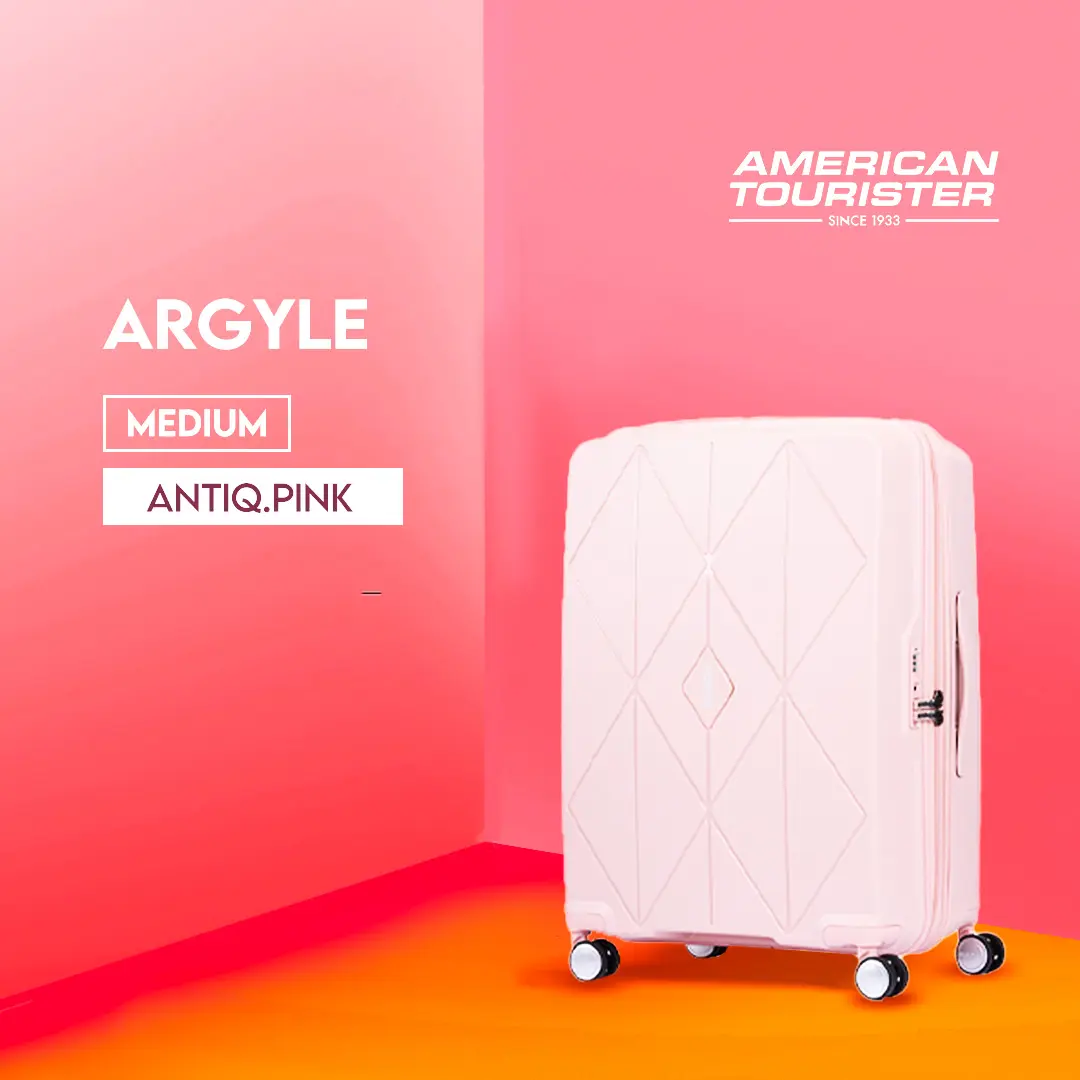 American Tourister Koper Hardcase Argyle Spinner 25 Inch - Antiq.Pink