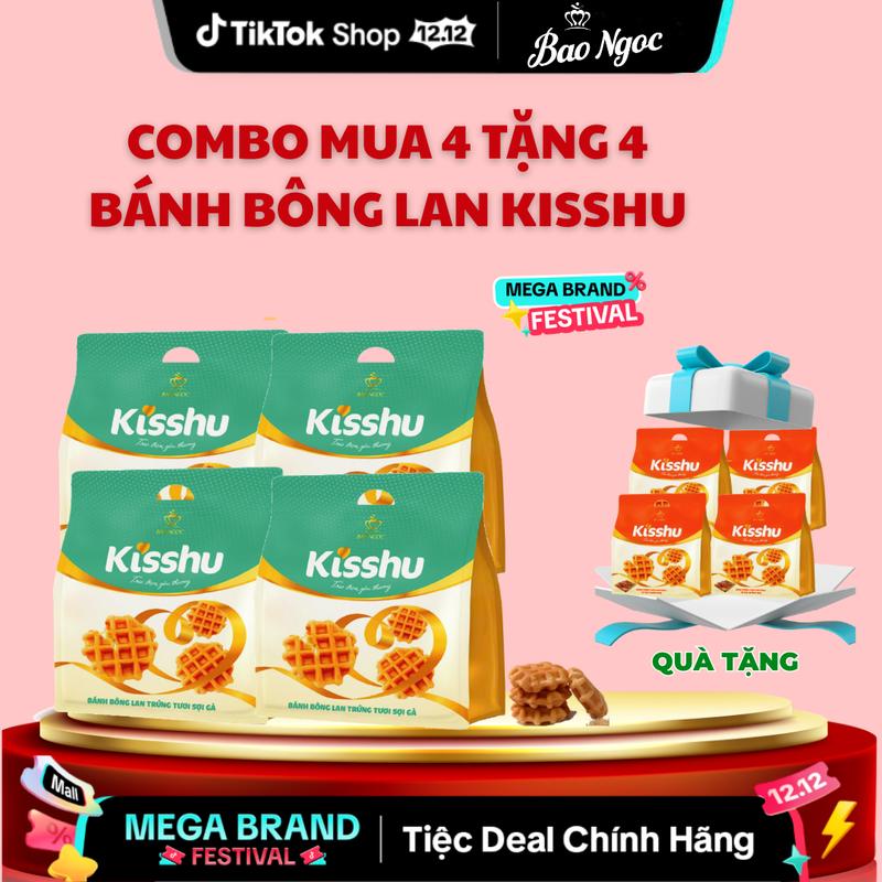   ĐA KHO TAP X "Combo Mua 4 Tặng 4"   4 Bánh bông lan Kisshu trứng tươi sợi gà + Tặng 4 Bánh bông lan Kisshu vị thịt nướng bbq   - Bánh Mì Tươi Cao Cấp Bảo Ngọc Food 