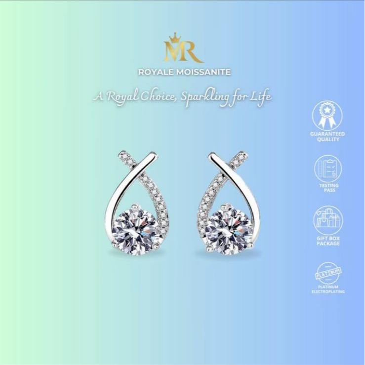 A012  Anting Wanita Earrings Kawin Wedding Pasangan Solitaire Lapisan Pink Point Couple ORI Wedding Couple Pasangan Wanita Piercing Terbaru Earrings Aksesoris Aesthetic Free Box COD Batu Elegan Perhiasan Berlian 2