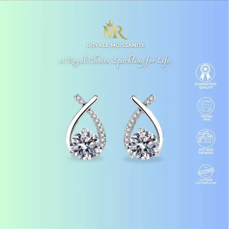 A012  Anting Wanita Earrings Kawin Wedding Pasangan Solitaire Lapisan Pink Point Couple ORI Wedding Couple Pasangan Wanita Piercing Terbaru Earrings Aksesoris Aesthetic Free Box COD Batu Elegan Perhiasan Berlian 2