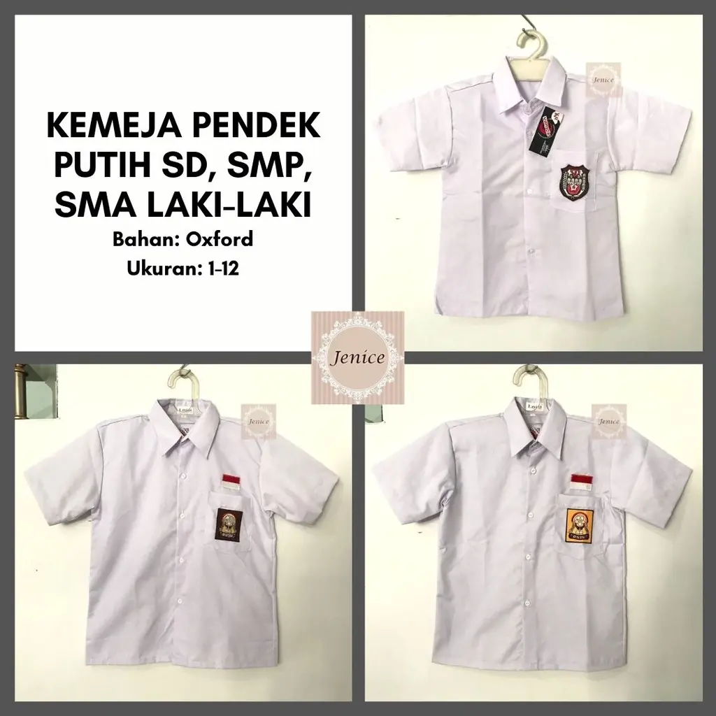 Seragam Sekolah Baju Kemeja Pendek Putih Pakaian Laki-Laki SD SMP SMA