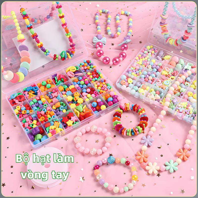  Đẳng cấp Bộ Đồ Chơi Xâu Hạt DIY Cho Bé -500 Hạt Nhiều Màu An Toàn,DIY phụ kiện trang sức - Làm Vòng Tay Vòng Cổ,Đồ Chơi Thủ Công Mầm Non 