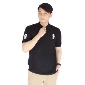 Kaospolos - Kaos Pria Berkerah Distro Logo Bordir Lengan Pendek | Kaos Kerah Pria Katun Polo Hitam