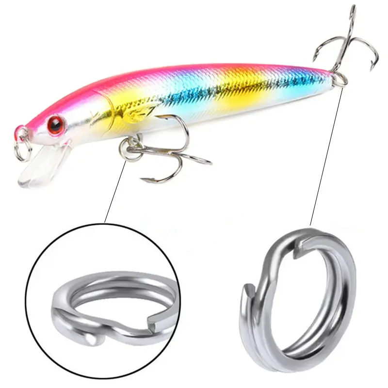 FTK 25pcs Flat Double Ring Fishing Line Anti Damage Ring Stainless Steel Strength Pressure Flat Ring Fishing Accessories
