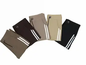 Celana Panjang Olahraga Uniseks Stripe Sport Model 2 Strip Karet Pinggang Tali Kolor Kantong Samping