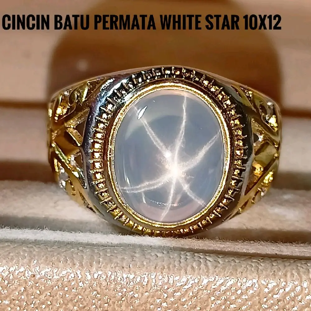 CINCIN BATU PERMATA WHITE STAR NATURAL STONE 10x12