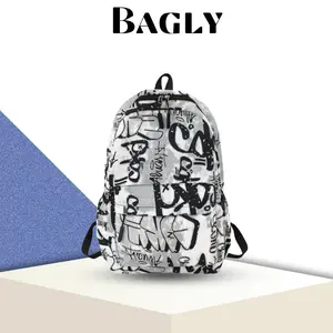 Bagly Tas Ransel Backpack Kekinian Motif Abstrack Unisex dengan Bahan Nylon