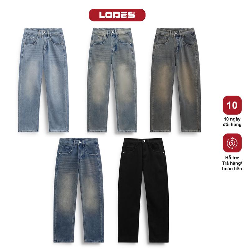 Quần Jean Ống Đứng Form Hàn Quốc Chất Denim Cotton Mềm Mại Dành Cho Nam, Menswear Wash MềmVintage - LODES CLUB