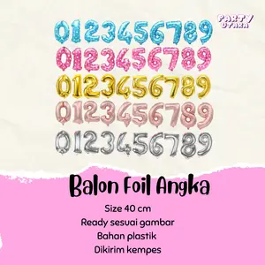 BALON ANGKA UKURAN 40CM / SEDIA VARIAN WARNA LAINNYA