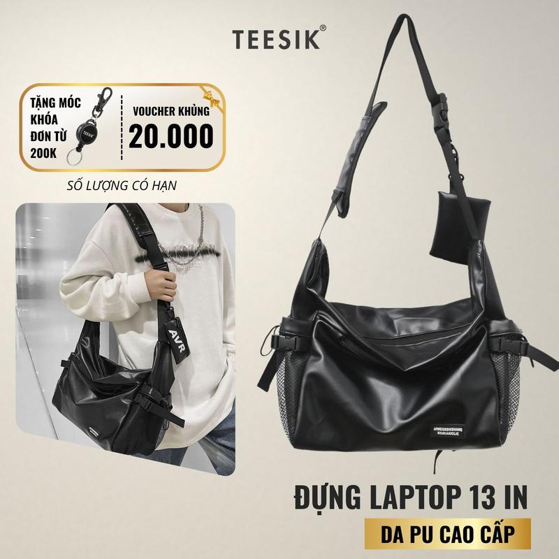 Túi đeo chéo nam TEE SIK cặp da nam túi xách to đeo vai du lịch da PU cao cấp chống nước đựng laptop 14 in nhiều ngăn đa năng TS50 Bag
