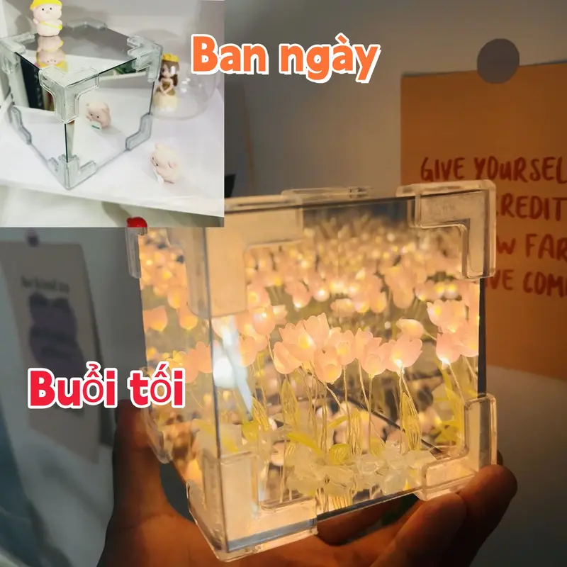 Khối Lập Phương Hoa Tulip Dạ Quang, Đồ Trang Trí Thủ Công, Gói Vật Liệu Tự Làm, Quà Tặng Tinh Tế, Đồ Chơi Thủ Công đèn hoatulip đèn hoatulip hộpvuông 5