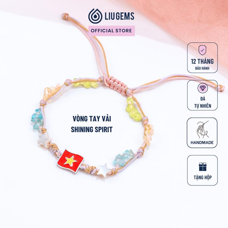  Vòng Tay Nữ Dây Vải Mix Charm Lá Cờ Tổ Quốc Thép Không Gỉ Và Đá Thô Tự Nhiên Liugems Shining Spirit Handmade Xinh Xắn CM02  Mua một tặng một hộp đựng trang sức  