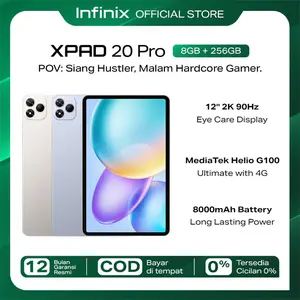Infinix XPad 20 PRO 8GB 256GB 4G LTE 90Hz IPS 8000mAh Tablet Android 15 Mediatek Helio G100 Ultimate 12 Inci 2000x1200 450nits 18W