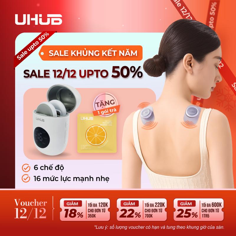   KM TẾT  Máy massage mini UHUB M1 AIR Bản nâng cấp mát xa cơ bắp toàn thân xung nhịp thư giãn 6 chế độ 