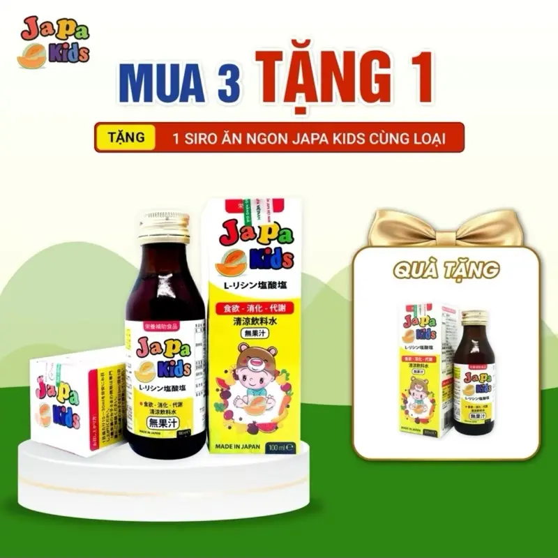 (MUA 3 TẶNG 1 JAPAKIDS )Japa Kids Hỗ Trợ Tăng Cường Tiêu Hóa Và Ăn Ngon Miệng Hộp 100ml  Cho Bé Men Vi Sinh Siro Ăn Ngon 0