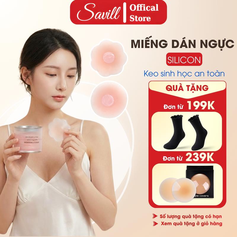 Combo 10 Miếng Dán Ngực Silicon Keo Dính Chắc Chắn Hộp 5 Cặp Dán Ngực Hình Hoa Sử Dụng Nhiều Lần H02 Savill Bra Nữ Kem Cao Su Women