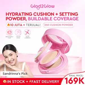 Glad2Glow 2in1 Cushion Powder Perfect Pair cover refill cushion Waterproof Make Up Setting BB Cream - Concealer Foundation Wajah Extract Mencerahkan long lasting merawat kuilt | cushion anti oksidasi dan tahan lama skin tint wanita g2g