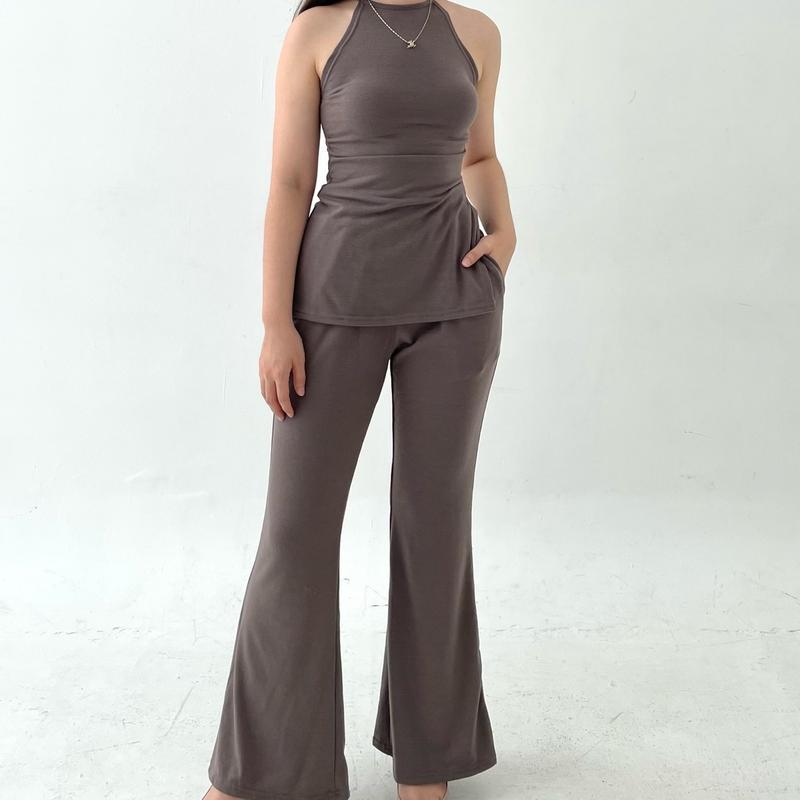 Izz Knit Set Halter Tanktop Top Cutbray Pants Knit Set Premium 1