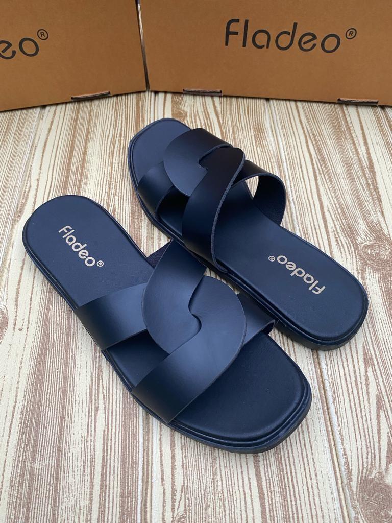 Product Introduction of Sandal Slop Wanita Silang triple Terbaru Hak Datar 1 cm Kulit Sintesis/sandal flat wanita kekinian 6