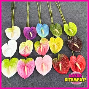 Bunga Anthurium Latex Tebal/Bunga Anthuurium Artificial/Kuping gajah Buatan palsu Hiasan pernikahan pelaminan Dekorasi (NK-124)