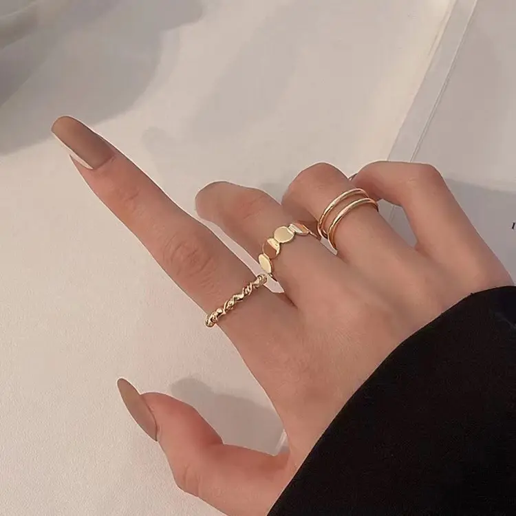 Ckk cincin vintage cincin aesthetic logam silver kekinian fashion wanita Elegan Perempuan Rings