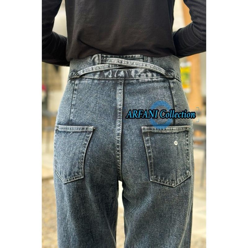 Arfani Collection J23 Celana Panjang Highwaist Kulot Silang Jeans Wanita Double Button 2 Kancing J23 - Variasi 8