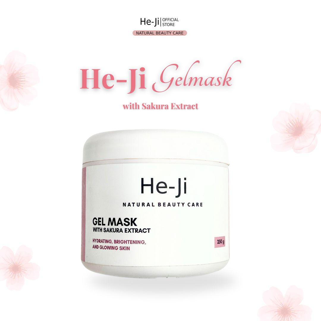 [HE-JI] Gel Mask With Sakura Extract 250gr - Skincare Masker Jelly Melembabkan, Mencerahkan & Menenangkan Kulit Berjerawat I For All Skin Type with Niacinamide 2%, Extract Sakura, 5x Ceramide & Centella Asiatica - UJI LAB SIG & BPOM APPROVED