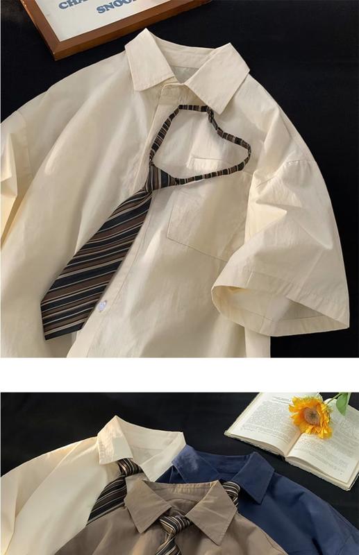 Product Introduction of delivery tie，Áo Sơ Mi Ngắn Tay Linh Hoạt Năng, Cà Vạt Chất Lượng Cao, Dkjk, Đại Học Nhật Bản, Phát Sóng Trực Tiếp, Cặp Đôi, Mặc, Mùa Xuân Menswear Nam Cổ Tròn Có Cổ 21