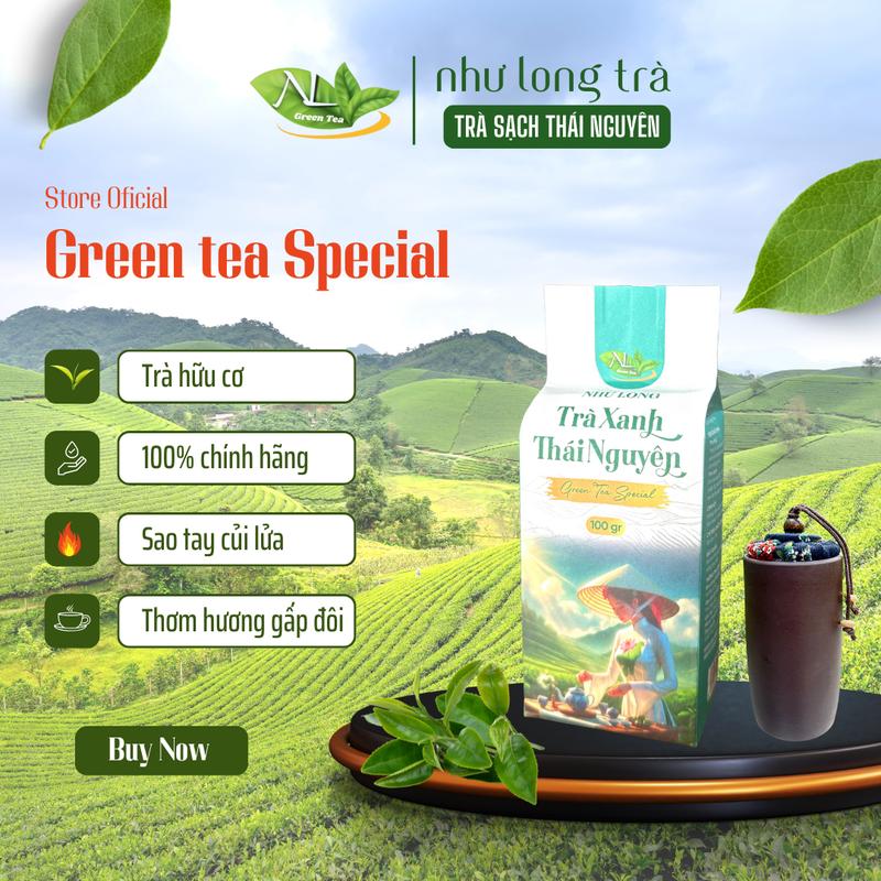 Như Long Green Tea Special. Trà Sạch Thái Nguyên, Túi Kraft giấy 100g. Khối…