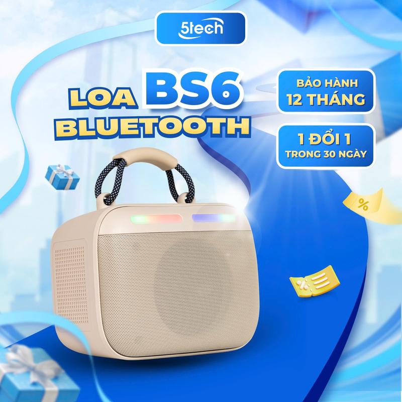 Loa bluetooth cho nữ 5TECH BS6 loa nghe nhạc cầm tay mini bass hay LED RGB thiết kế đẹp nhỏ gọn