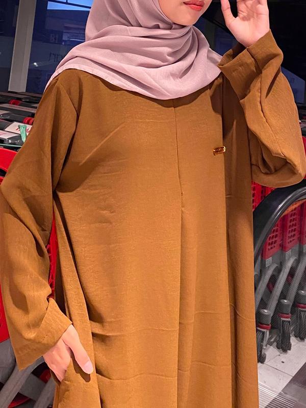 Tans Store - Long Daily Dress Abaya Daily Wanita Gamis Basic Simple Elegant Crinkle Muslim 0