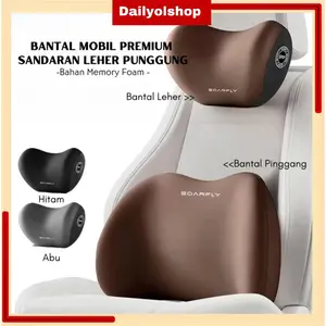 Bantal Leher Mobil Sandaran Leher Penyangga Leher Punggung Pinggang Jok Mobil Ergonomis Memory Foam