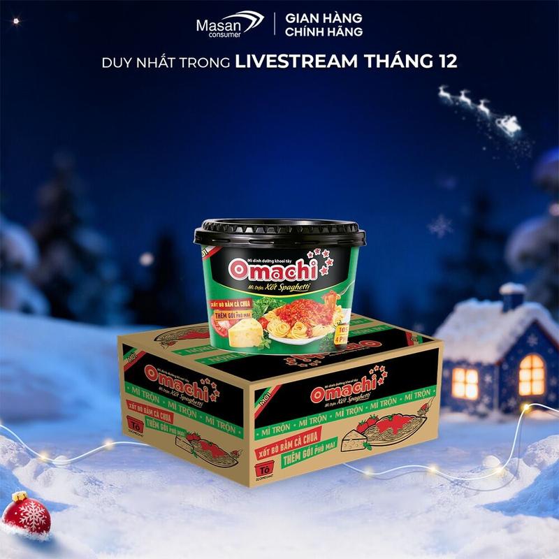 Thùng mì dinh dưỡng khoai tây Omachi mì trộn xốt Spaghetti mới 12 hộp x 105gr