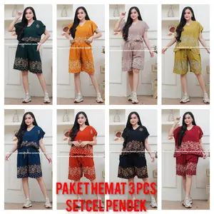 PAKET HEMAT 3 PCS SETELAN  CELANA PENDEK BALI RAYON || LD 120 BB 40 - 85 KG || MOTIF SULTAN