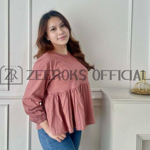 Baju atasan wanita lengan panjang Vanya Rumbia terbaru Bahan Cotton Combad