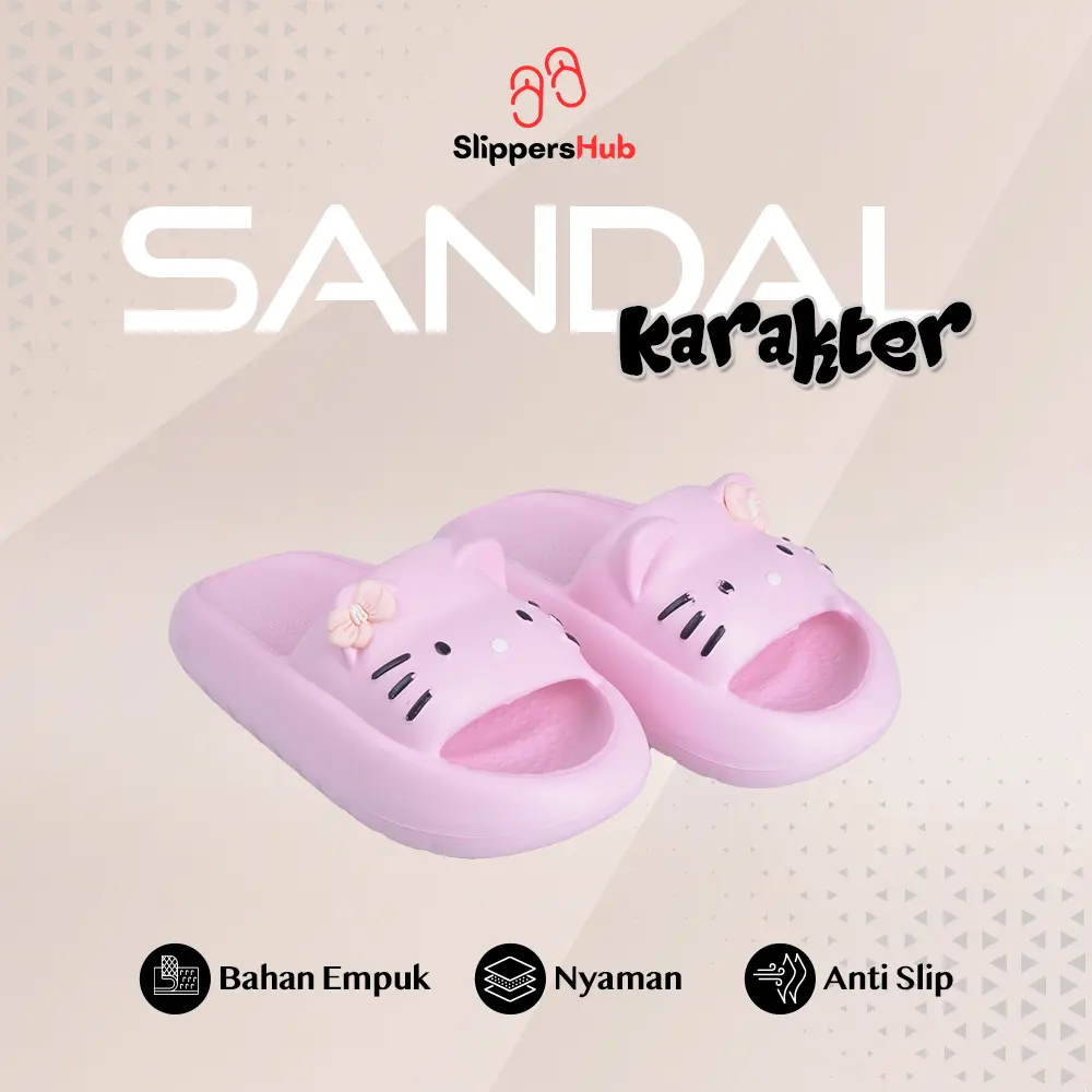 Sandal Murah Slop Anak  Wanita  Karakter Hello Kitty Anti Licin
