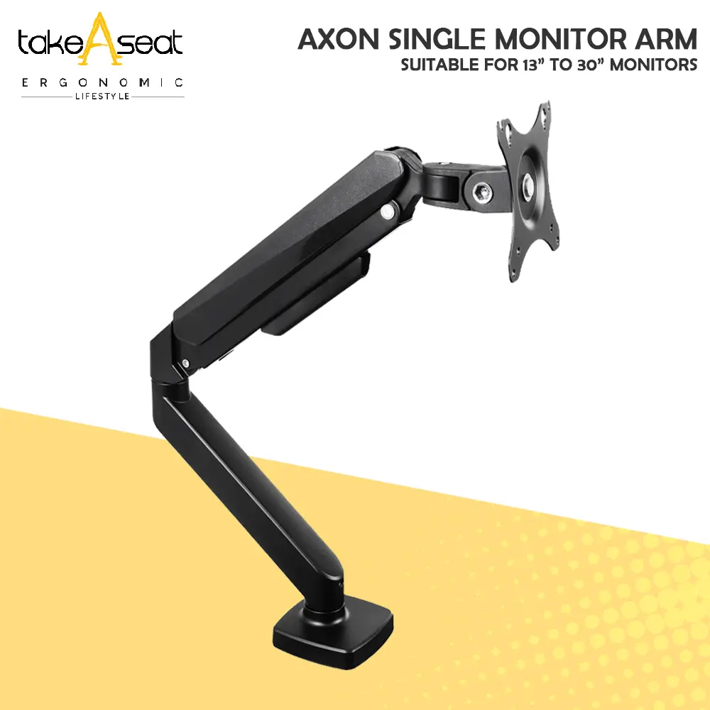 TakeAseat AXON Single Monitor Arm | Suitable For 13 Inch To 30 Inch | Up to 9kg Monitor | Monitor Mount | Tension Adjustment