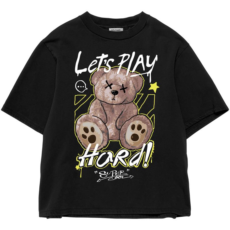 Product Introduction of Kaos Wanita Pria Bahan Katun Teddy Bear Lets Play Beruang Lengan Pendek combed baju T-shirt Dewasa Top atasan Distro Unisex Tebal Merah 51