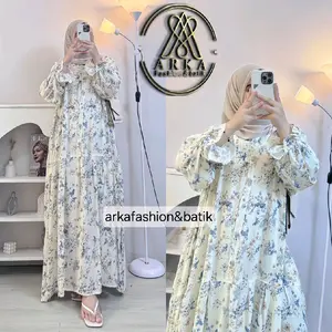 Daisy Dress Gamis Panjang Rayon Motif  Model Lengan Lonceng Busui Bumil Friendly Bestseller 2025T