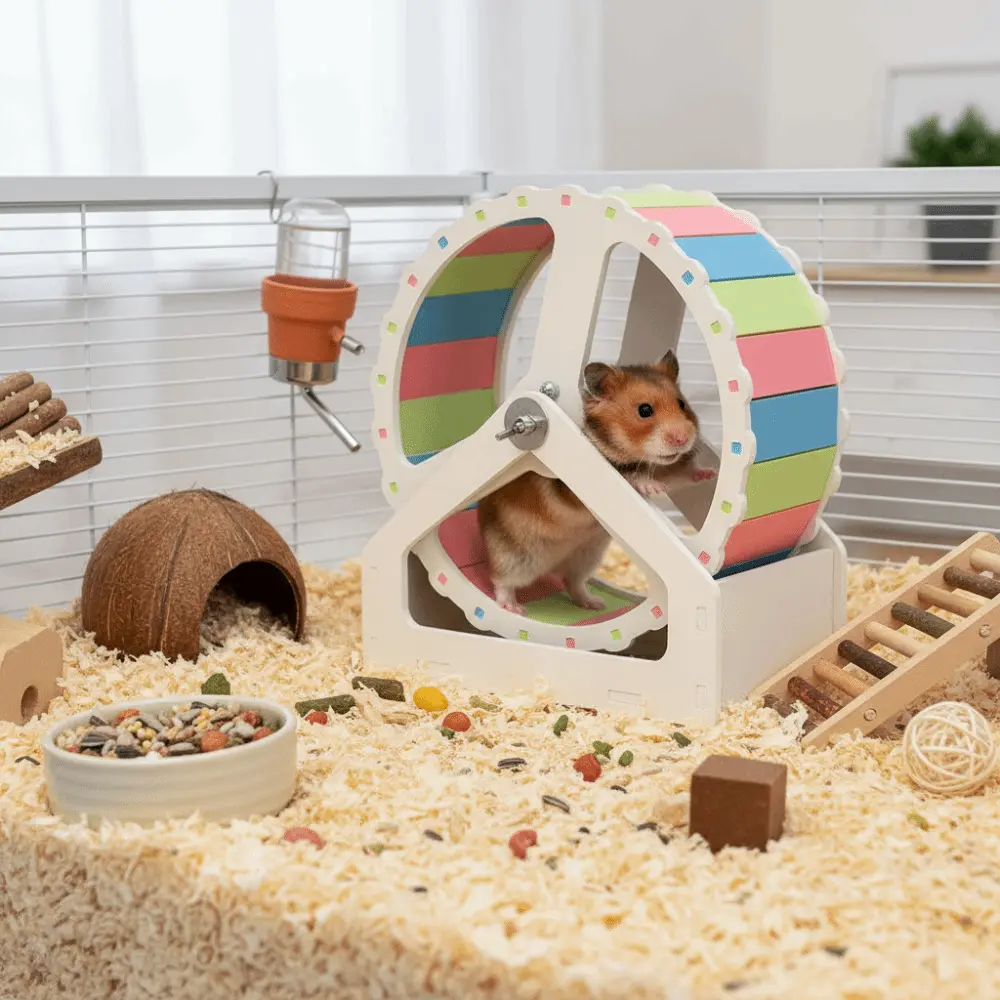 Animal Plastic Hamster Running Wheel Silent Stable Base Rodent Running Wheel 21cm Colorful Pet Hamster Bracket Pet Exercise