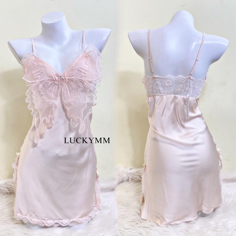 Product Introduction of Luckymm Sleepwear Dress Satin Kupu-kupu Baju Tidur Gaun Malam Wanita 458 3
